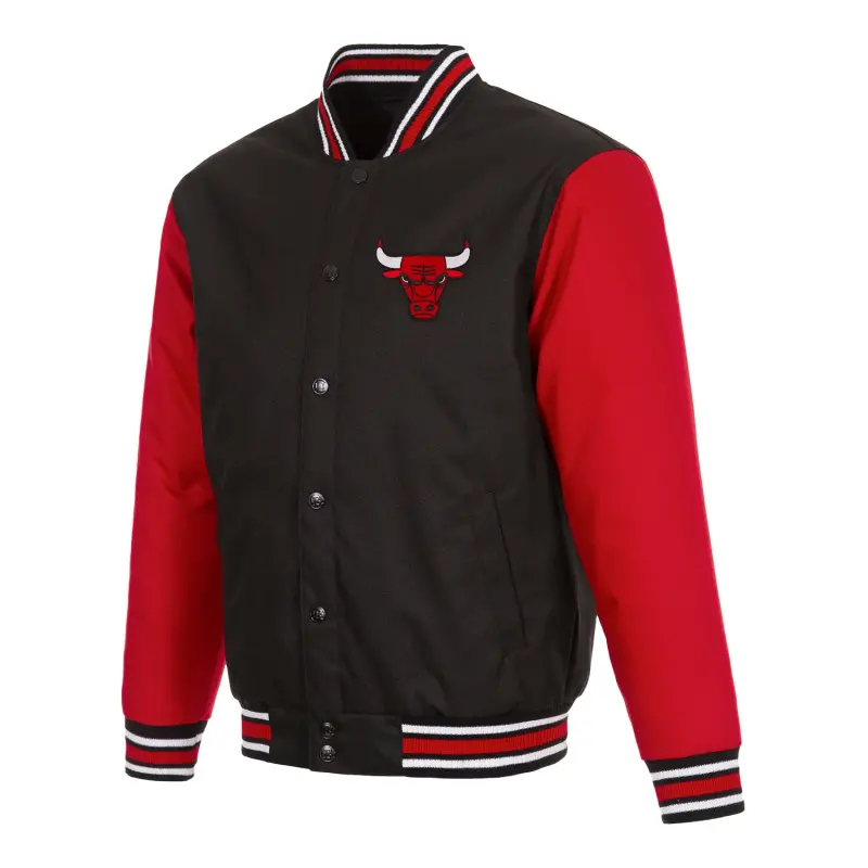 chicago bulls jh design poly twill varsity jacket